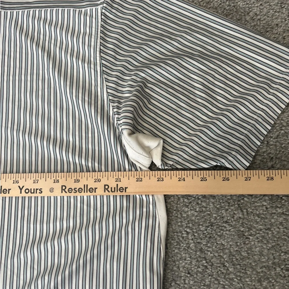 adidas polo shirt mens large‎ blue gray stripe athletic climatecool golf outdoor